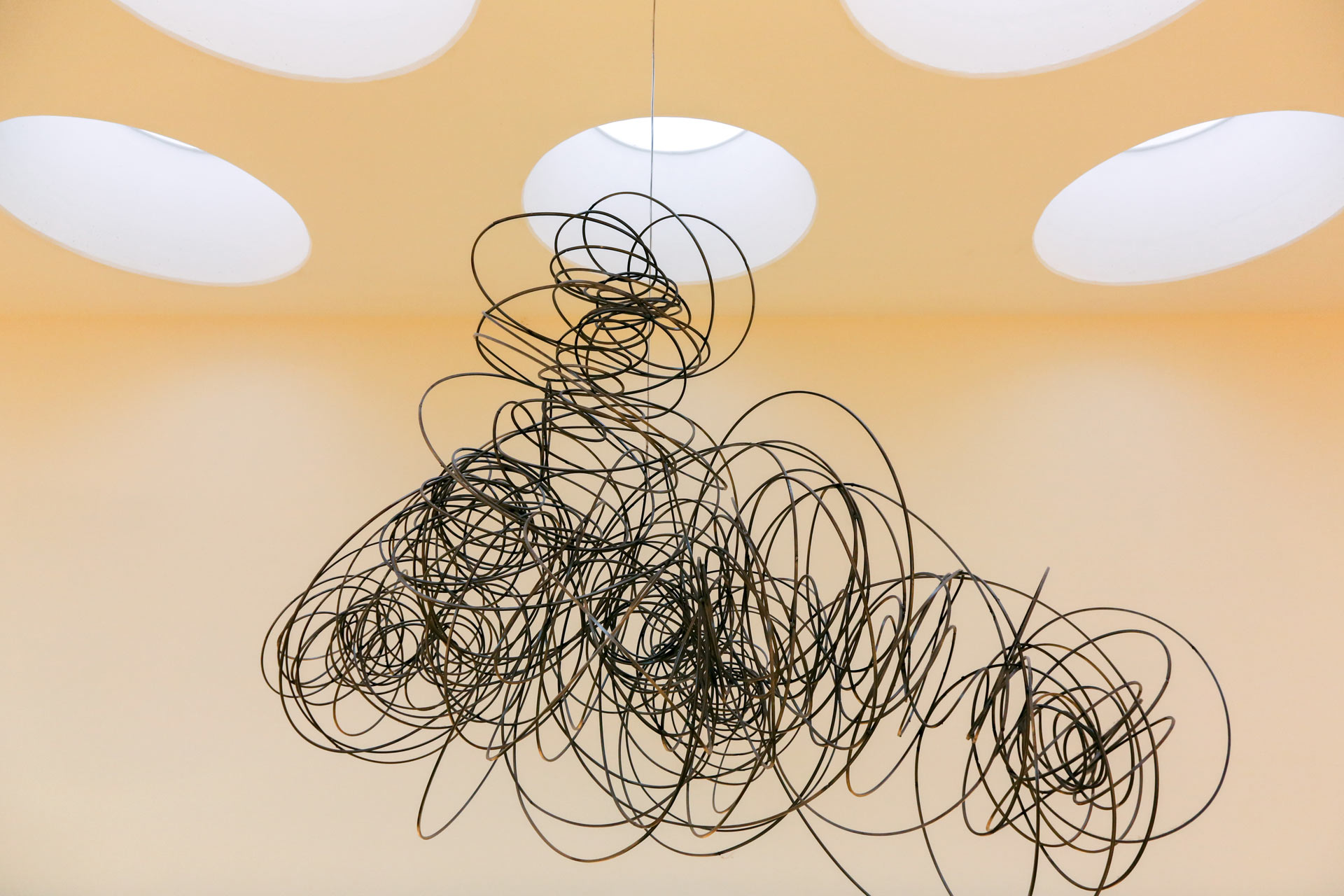 "Every expense spared, except for an Antony Gormley sculptural scribble 'Feeling Material XXXIV', which hangs in building 500 - it is obvious these people have their minds on something higher than decor."