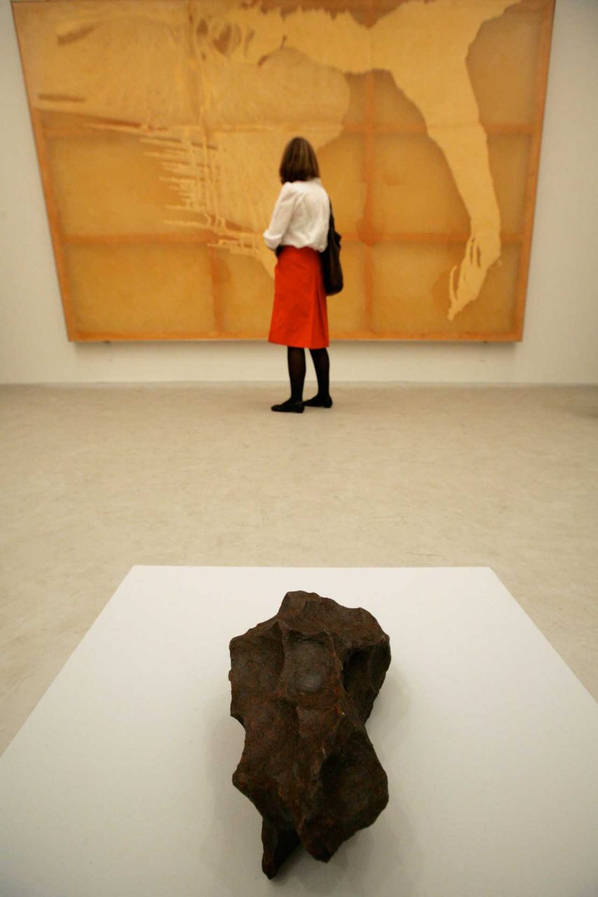 Art 40, 2009: Installation with paintings and iron meteorite by Sigmar Polke