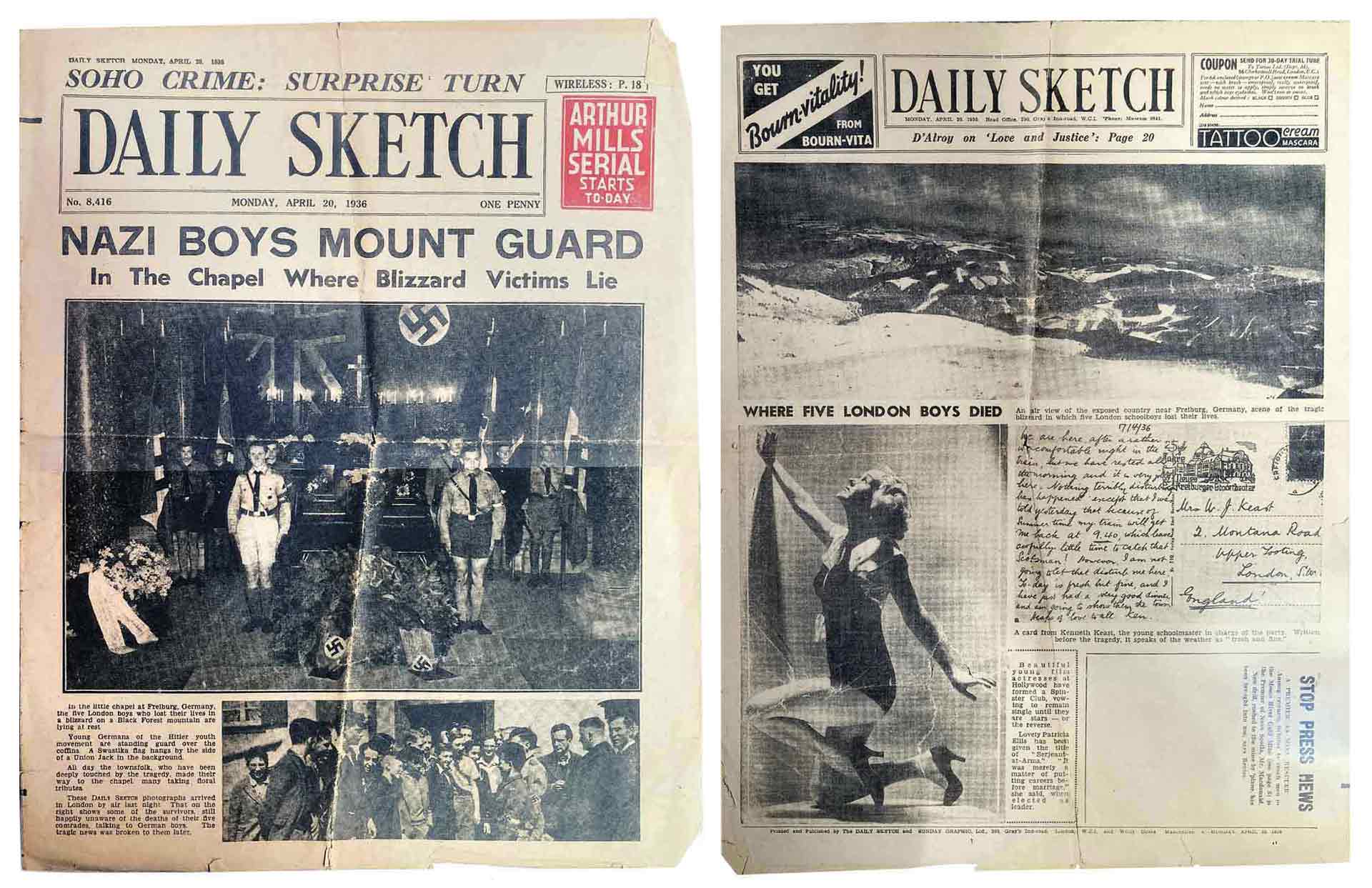 The Daily Sketch from 20 and 29 April 1936.